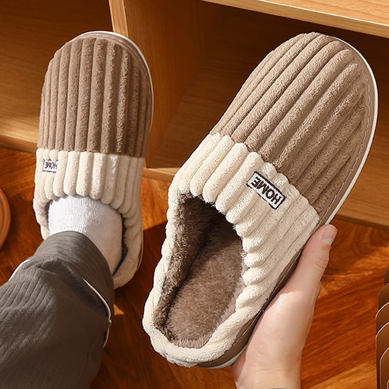 Winter Warm Fur Slippers for Men Women Couples House Non Slip Soft Shoes Comfort Flat Heel Home Indoor Bedroom Plush Slippers image 6