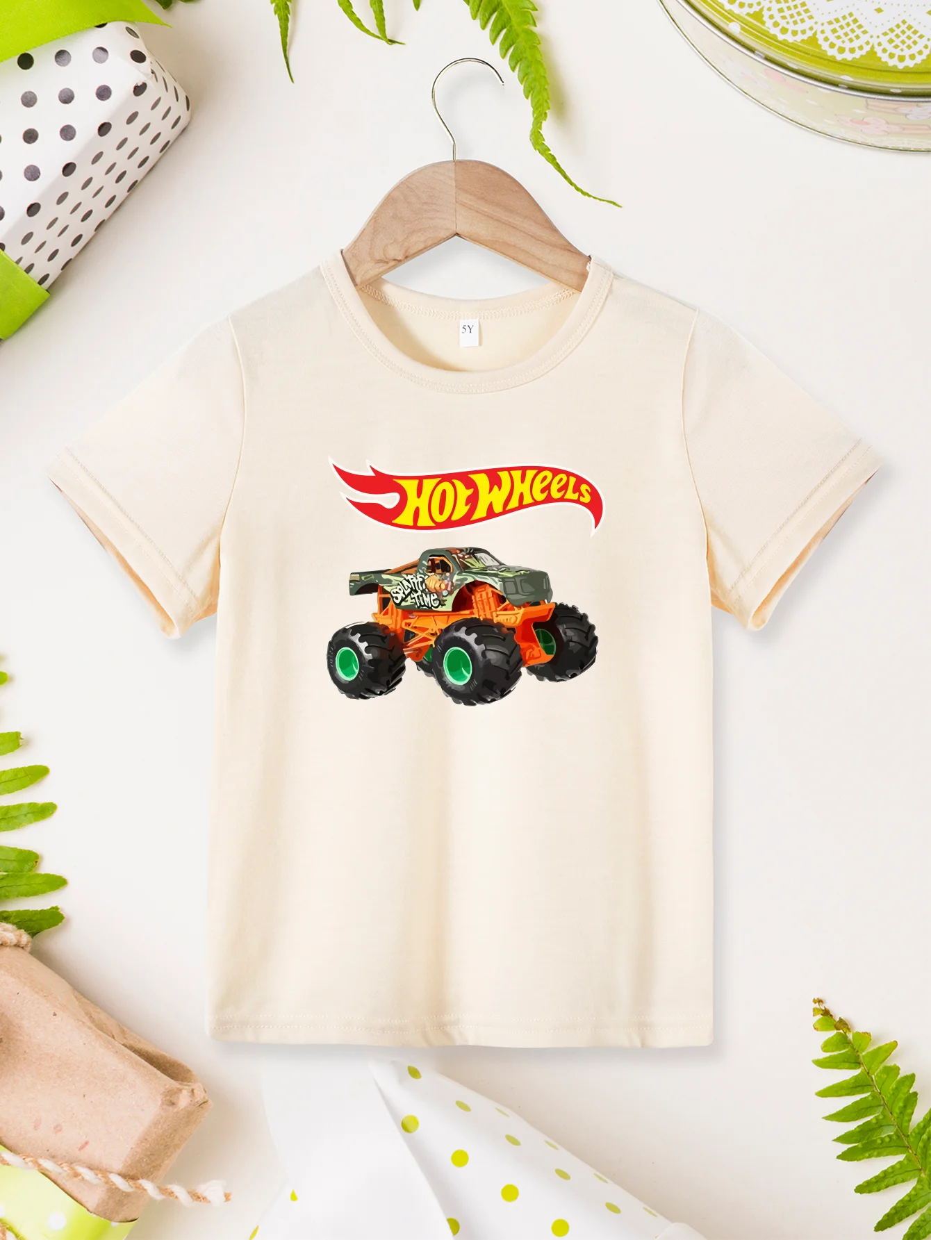 Hot Wheels Printing Tee T-shirt Short Sleeve Different Colors Cool Boys Girls Clothes Round Neck Top T-shirt Children