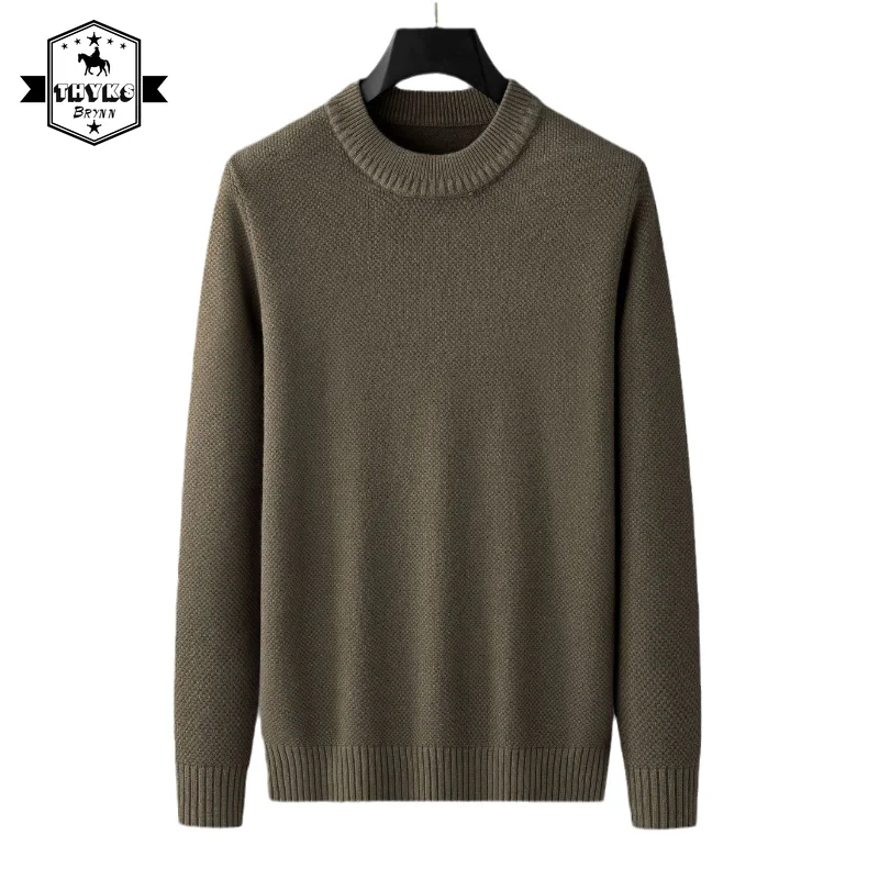 

Mens High Quality O-Neck Knitwear Pullover Harajuku Classics Slim Fit Breathable Solid Color Long Sleeved Knit Bottom Shirt Male