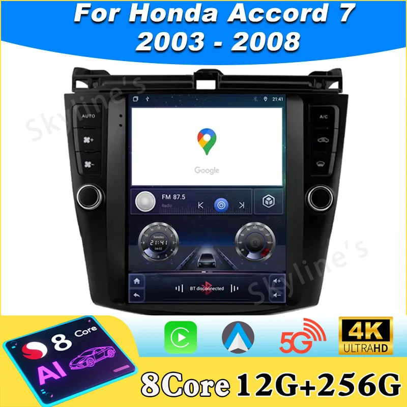 

9,7-дюймовый Android-плеер для Honda Accord 7 2003–2008 гг., автомобильный радиоприемник, стерео GPS-навигация, мультимедийный плеер Carplay 5G WIFI BT без 2din DVD