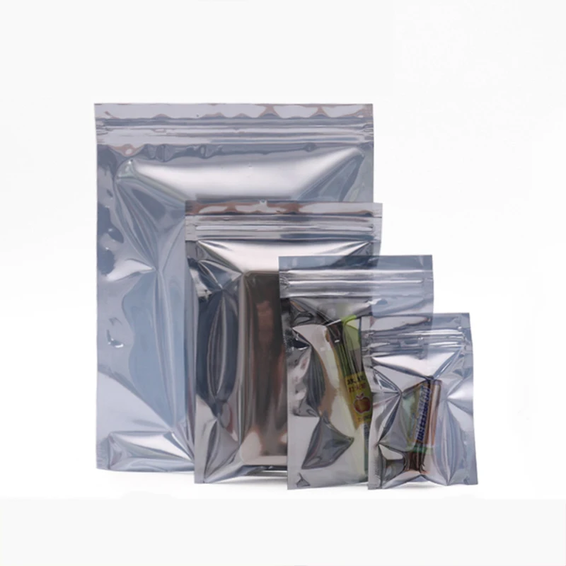 100 unids/lote bolsa de almacenamiento de aluminio antiestática con cierre de cremallera bolsas antiestáticas resellables paquete de accesorios electrónicos bolsas ESD