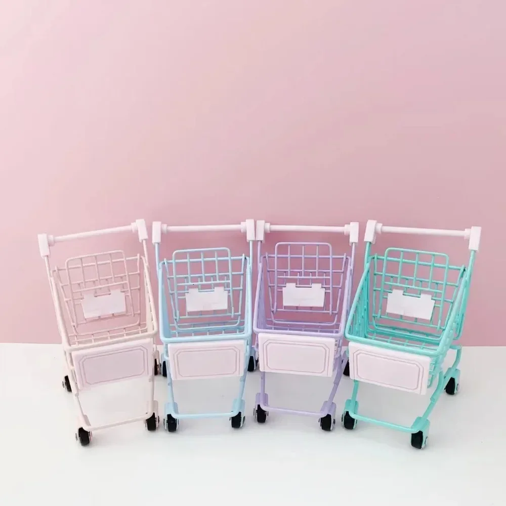 Mini Shopping Kids Craft Toy Shopping Utility Cart Storage Toy Holder Gifts for Children Cart Simulation Supermarket Handcart