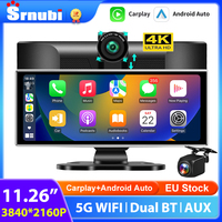 Srnubi 11.26 inch 4K Dash Cam Wireless CarPlay & Android Auto Portable Car DVR Dashboard Video Recorder GPS Navigation BT AUX