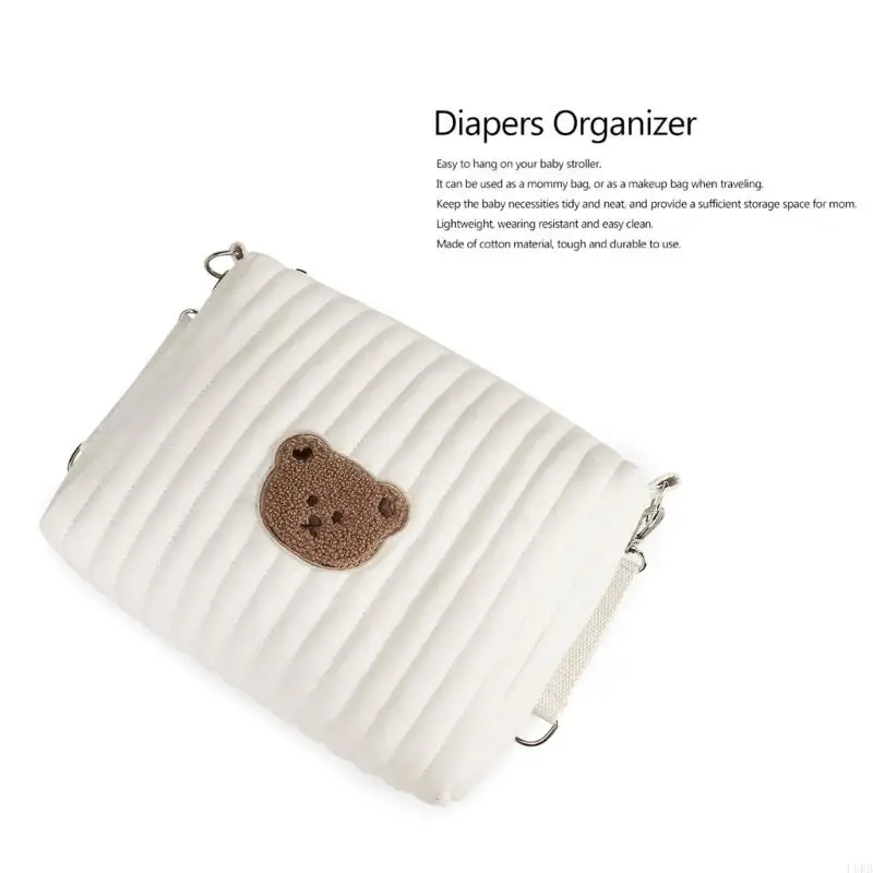 كاريكات دب مطرزة كيس تخزين حفاضات سفر حافلة واسعة خفيفة الوزن حقيبة غسل الطفل حقيبة منظم L8RB #4