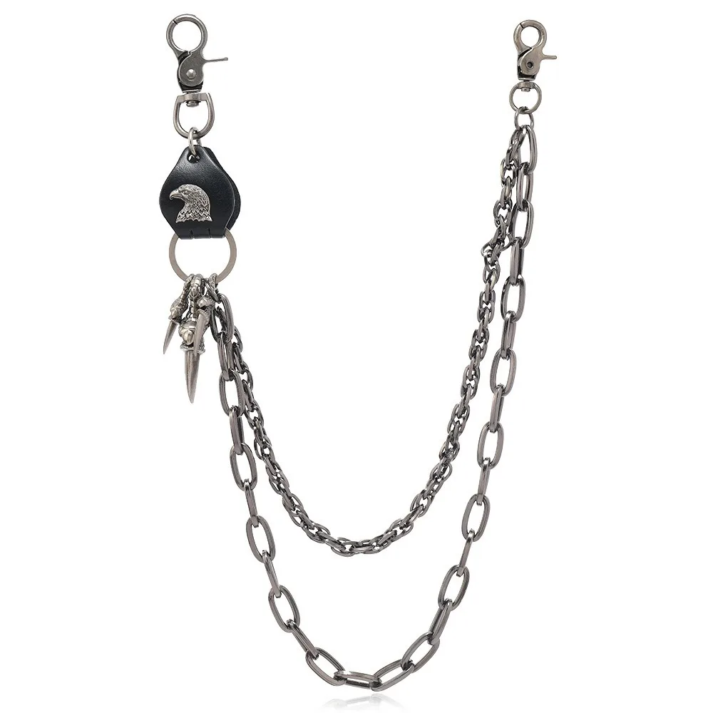 Punk Hip Hop Leather Tassel Keychains Long Metal Belts Chain Trousers Waist Key Jeans Accessory