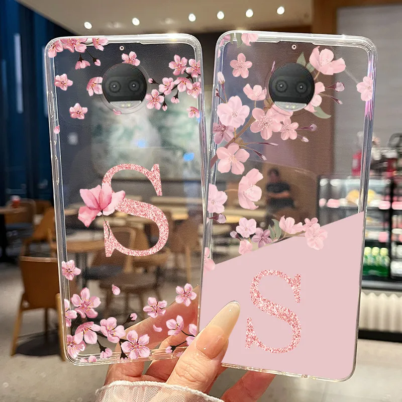 Funda de teléfono para Motorola Moto G5S Plus, funda transparente con letras y flores bonitas, funda de silicona suave y delgada para Moto G5S