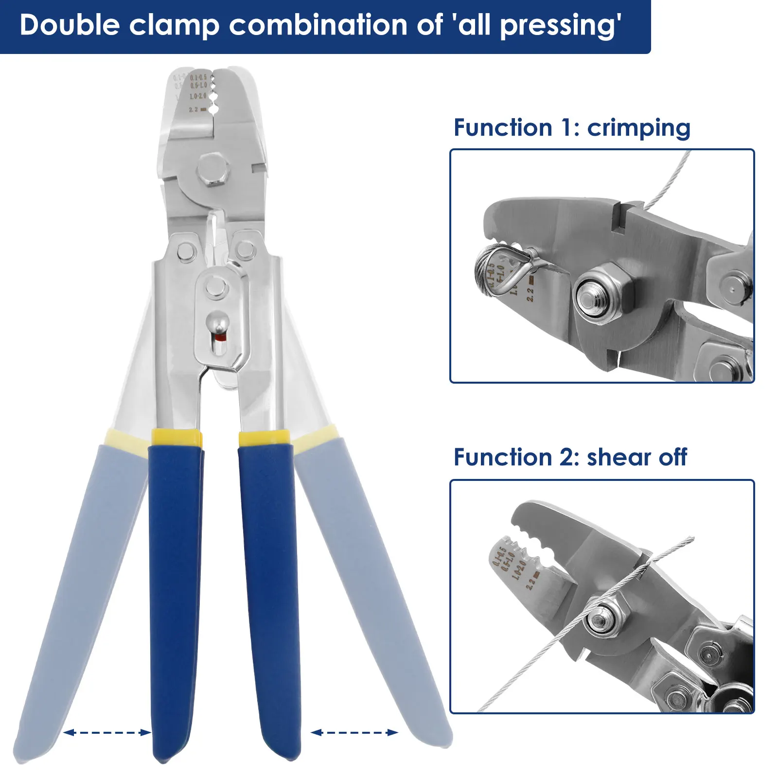 Wire Crimping Tool Kit 100FT Stainless Steel Cable 100pcs Aluminum Crimping Loop Sleeve and 10pcs Wire Rope Thimble for Railing