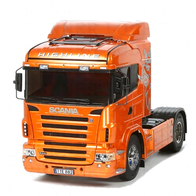 Tamiya RC Truck 1/14 Scania R470 Highline Hydraulic Dump Trailer Metal Orange Painted Version 56338 Kit Model Toys