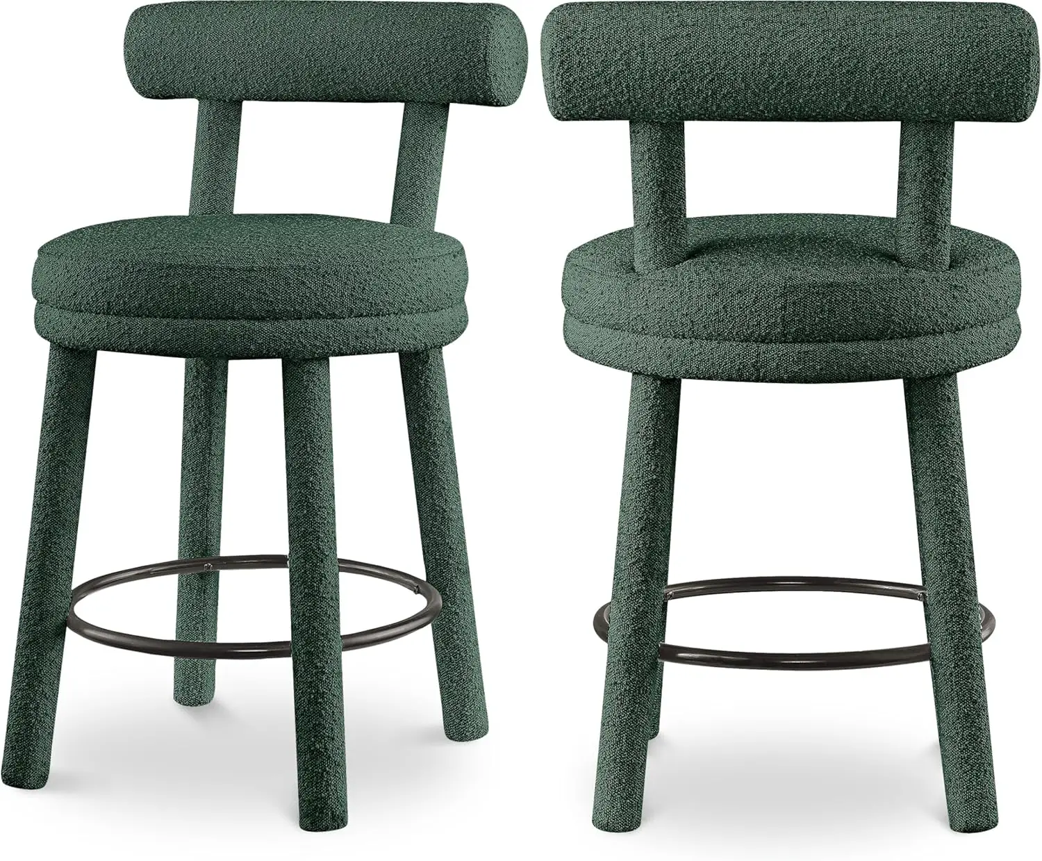 

Furniture 442Green-C Parlor Collection Modern | Contemporary with Rich Green Boucle Fabric, Counter Height, Metal