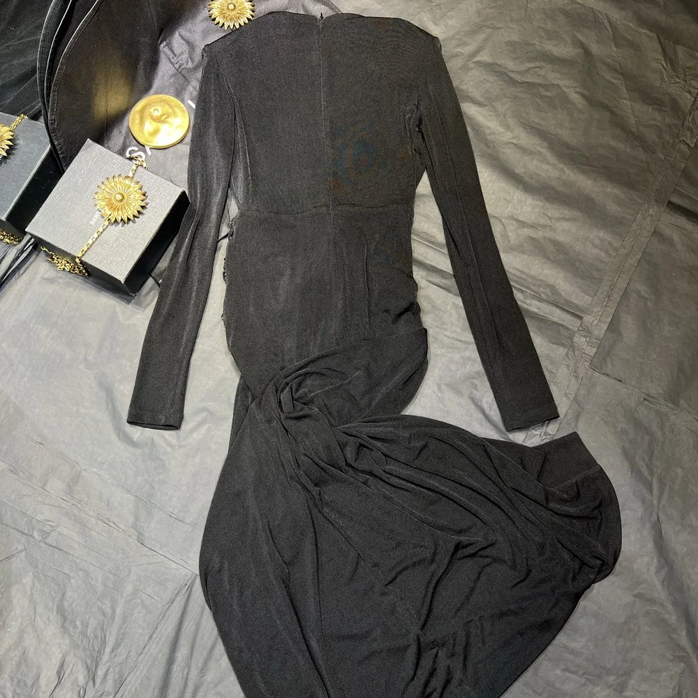 ملابس نسائية شتوية 2025 ثوب مسائي مع أحجار الراين، مشد، فستان نسائي أنيق، Y2K موضة جديدة، تنورة طويلة عالية الجودة #4