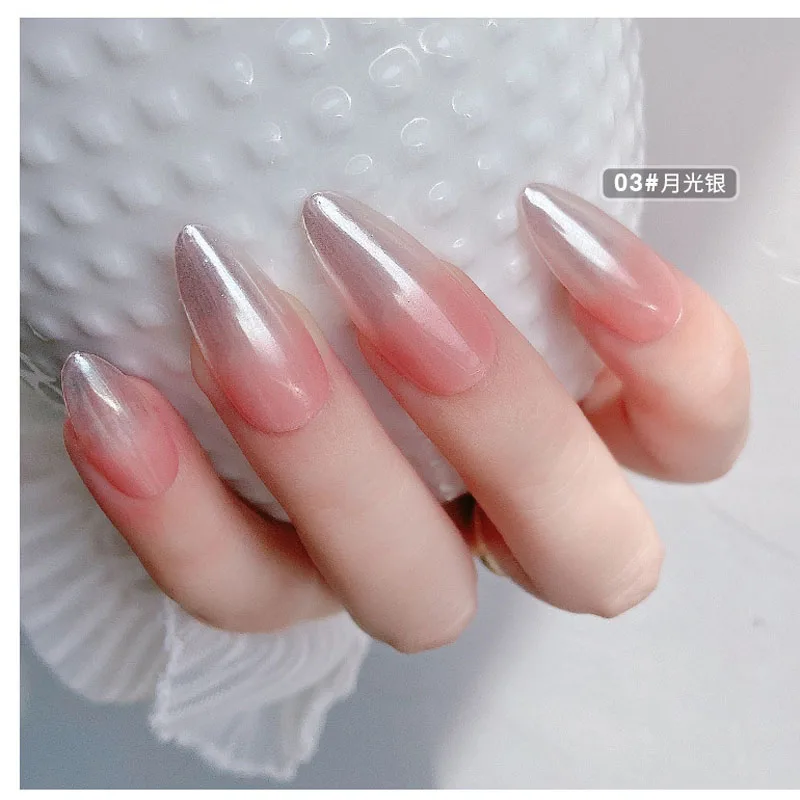 1 caixa luar pérola branco espelho arte do prego em pó de alto brilho aurora cromo pigmento poeira esfregando em unhas diy manicure decoração