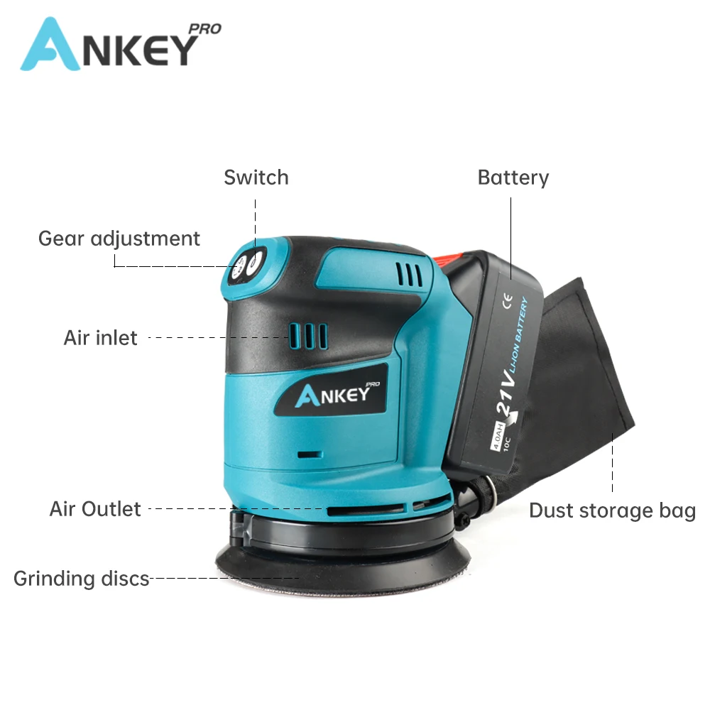 Wireless Mini Electrical Orbital Sander Compatible For Makita 18V Battery Power Tools  Wall And Ceiling Wood Sanding Machine