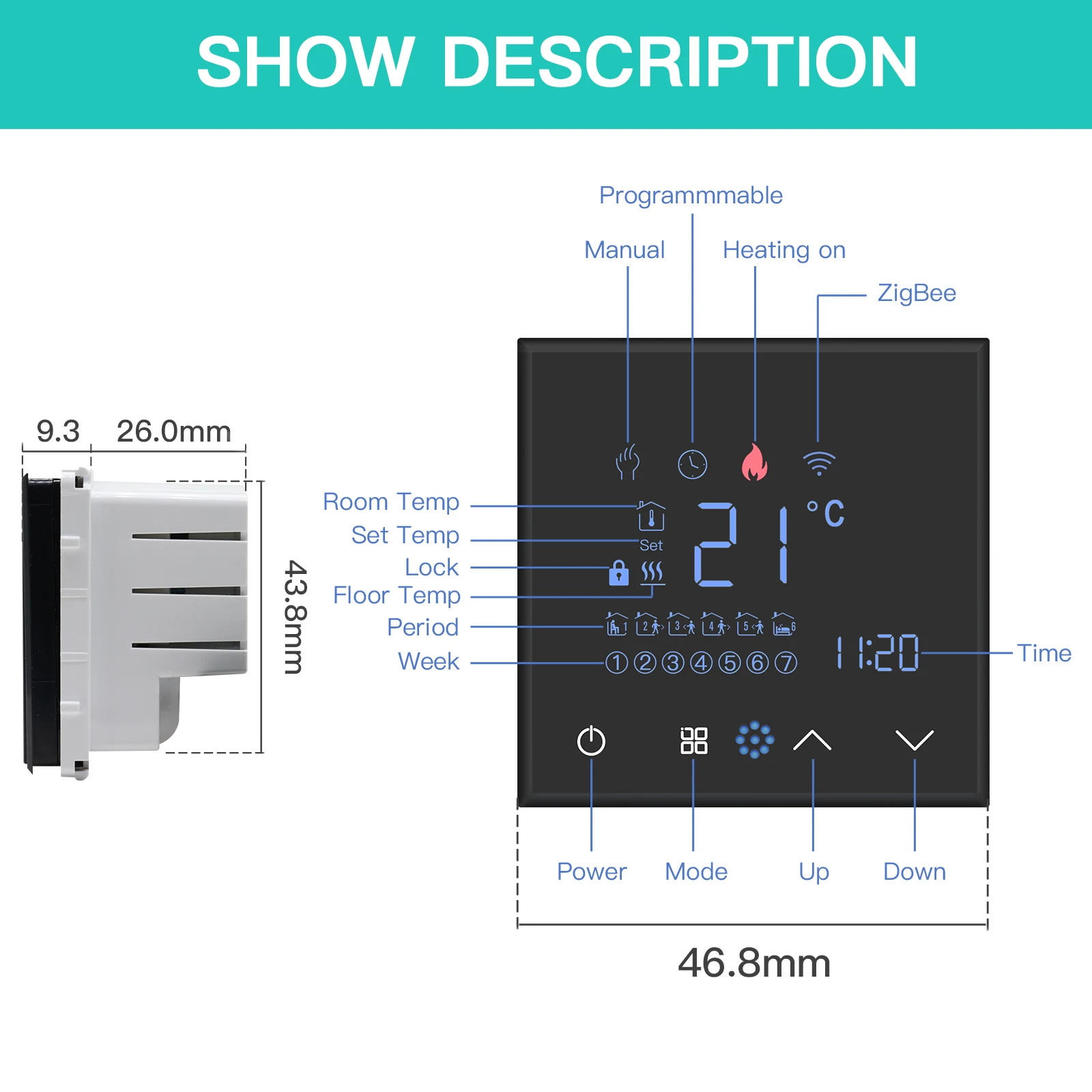 BSEED Zigbee Electric Floor Heating Thermostat Temperature Controller With Normal Socket Tuya Smart Life Google Home Control