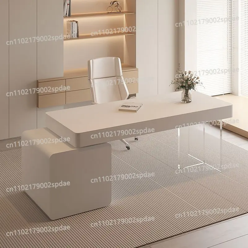 Cream Style Desk Pure White Minimalist Home Writing Desk Hospital Medical Beauty Consultation Table with Drawers Computer Desk