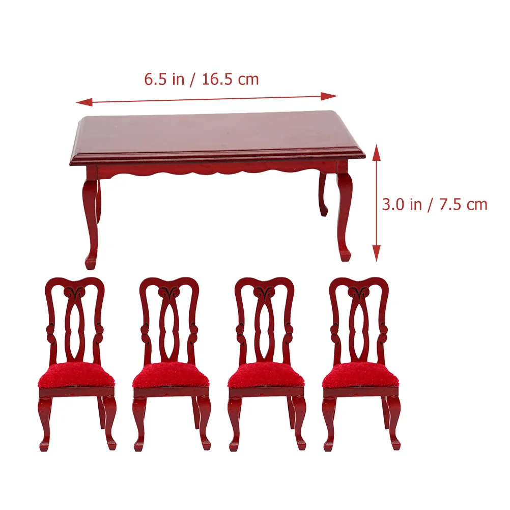 Vintage eetkamerstoel set kleine meubelen huizen miniatuur tafel stoelen hout 1/12 schaal kind