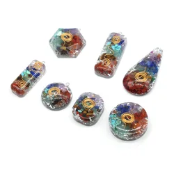 Natural Chakra Orgone Stone Pendant 7 Chakras Energy Crystal Necklace Amulet for Jewelry Making DIY Women Necklace Gifts