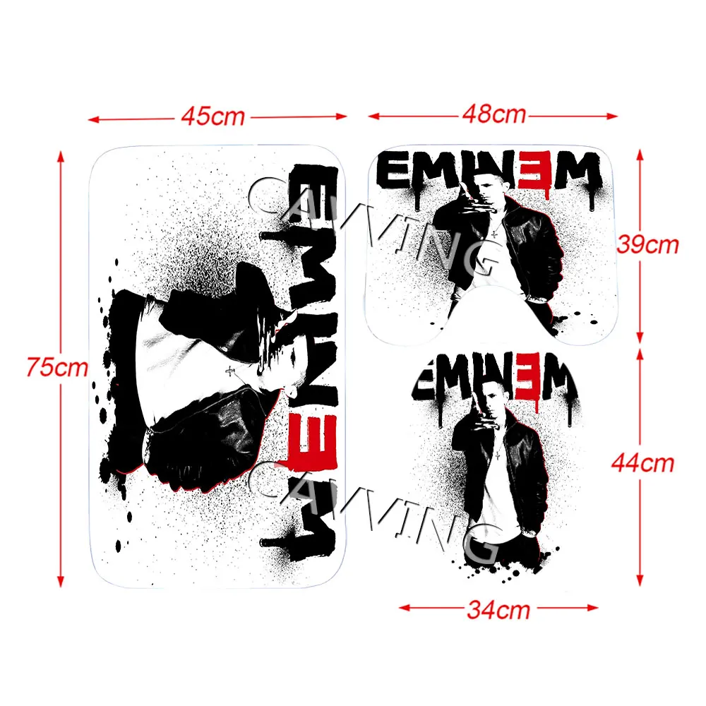 EMINEM  3D Printed  Shower Curtains Waterproof Bathroom Curtain Anti-slip Bath Mat Set Toilet Rugs Carpet   F03