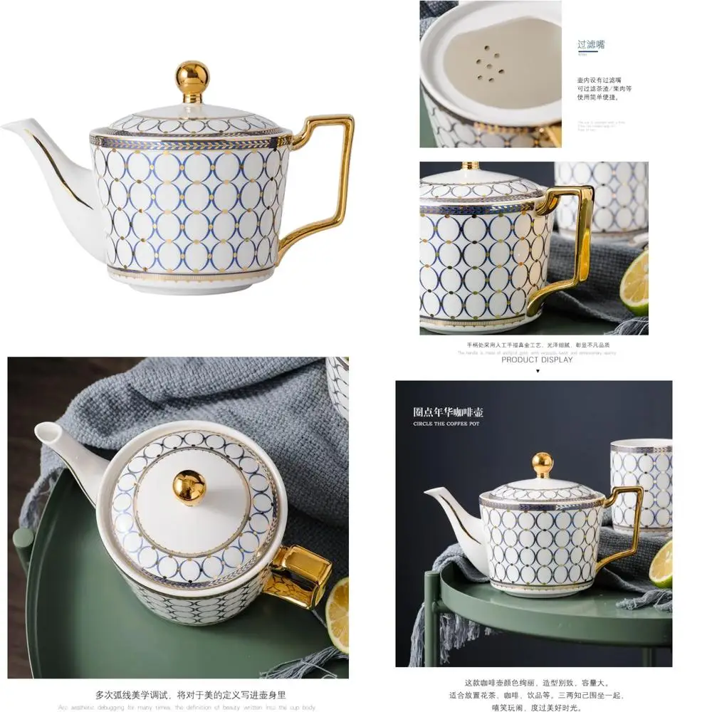 

European Style Ceramic Tea Pot, 24-Ounce Capacity, Blooming and Loose Leaf Tea Infuser, Stainless Steel Filter Not Included