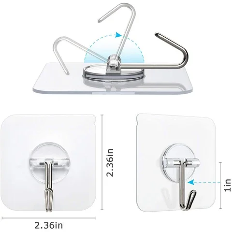 

Reusable Utility Hooks Heavy Transparent Seamless Hooks Waterproof and Oil Proof for Kitchen Bathroom Ceiling Office Window