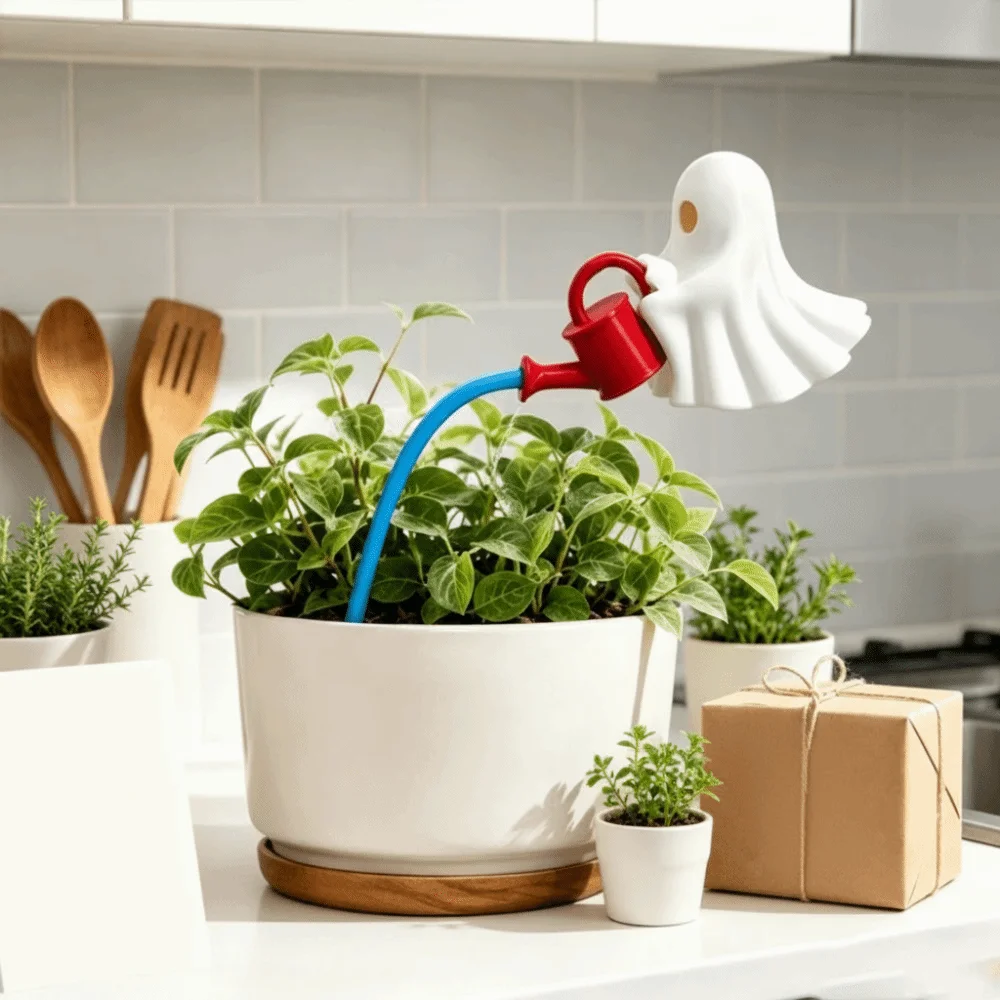 3D Printed Ghost Watering Flowerpot Ornament Faux Water Stream Suspended Design Floating Ghost Pot Figures Removable Plastic