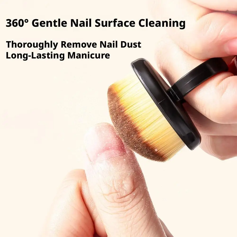 Portable Nail Dust Brush with Ring Handle, Soft Bristle Cleaning Tool for Nail Art Manicure & Polish Powder Removal