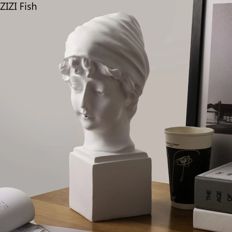 

Белая смоляная скульптура, украшения персонажей, художественная голова, статуя, модель дисплея, аксессуары для дома, фигурки, украшения, ремесла