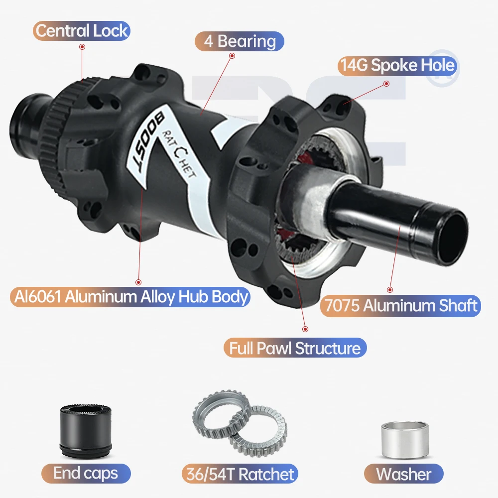 ARC Micro Spline MTB Hub, 12 Speed, HG, MS, XD, 36T Ratchet, 28 Holes Boost Hub, Straight Pull, 6 Sealed Bearing, Center Lock