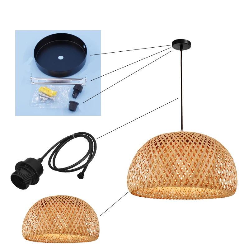 Lámpara colgante de ratán nórdico para cocina, lámpara de bambú colgante para el hogar, pantalla, comedor, sala de estar, accesorios interiores