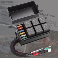 Caja de relé de fusibles de 12 V Caja de fusibles de relé de 6 vías Caja de relé precableada con 6 relés y panel de relé de fusibles de 12 ATC/ATO