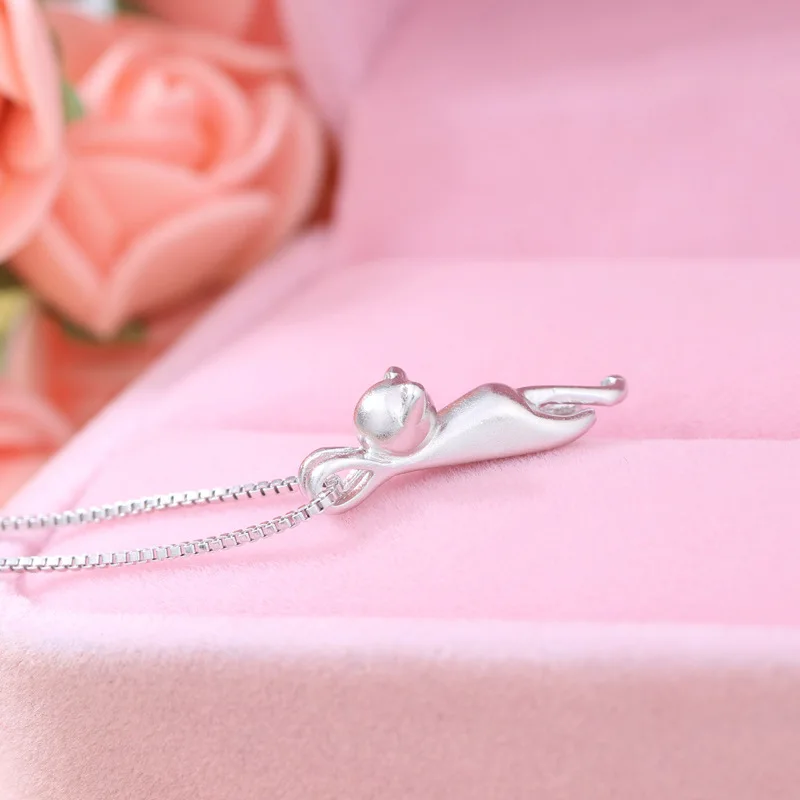 

925 Sterling Silver Cat Pendants Neck Chain Necklaces For Women Retro Luxury Quality Jewelry Accessories Gift Jewellery