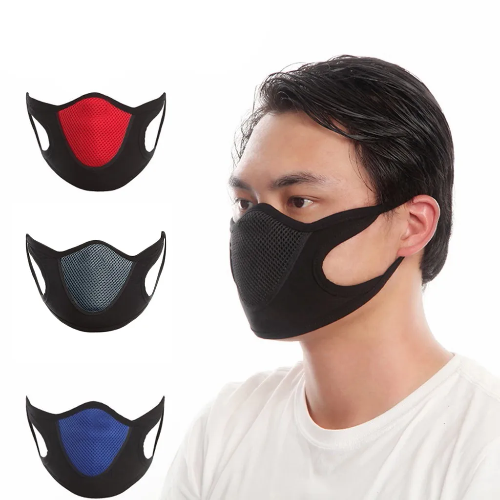 Männer Atmungsaktive Gesicht Maske Schwarz Mesh Tuch Mund Abdeckung Erwachsene Waschbar Wiederverwendbare 3D Schutz Gesicht Maske Party Dekoration