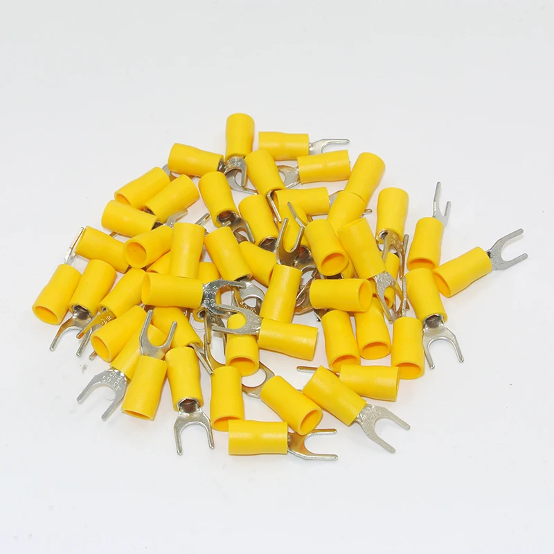 1000/500PCS SV 1.25 2 3.5 -(3 4 5 6 ) Pre Insulated Fork Crimp Terminal Connector Lug Crimp Terminal 0.5-6mm2 22-10 AWG SV2