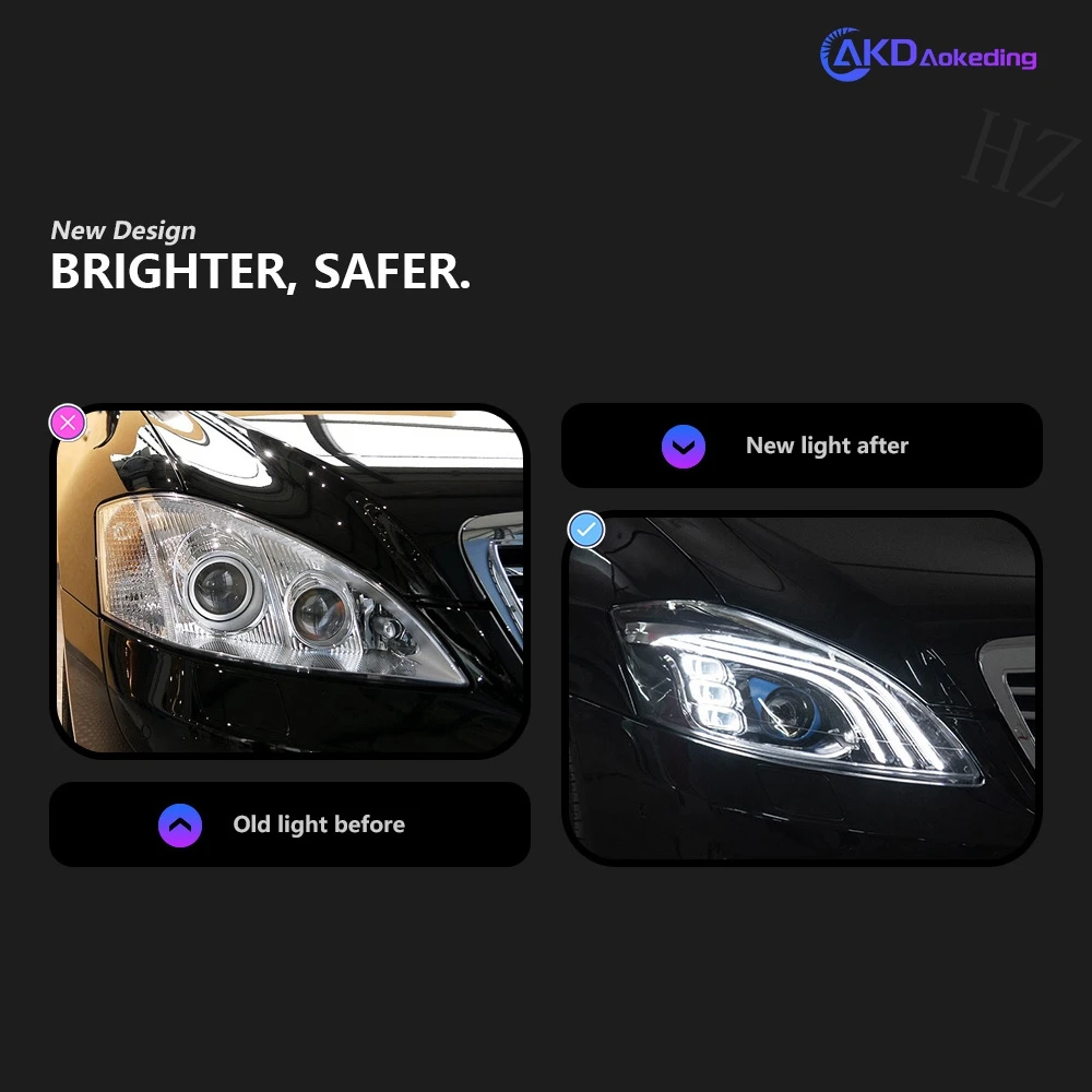 Headlight For Benz W221 2006-2012 S-Class Car автомобильные товары H7 LED DRL Hella 5 Xenon Len Hid H7 S300 S400 Car Accessories