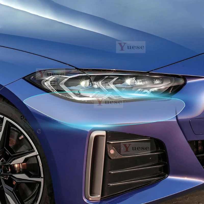 

Для BMW i4 G26 2022 2023 2 шт. защитная пленка для фар автомобиля прозрачная дымчатая черная наклейка из ТПУ