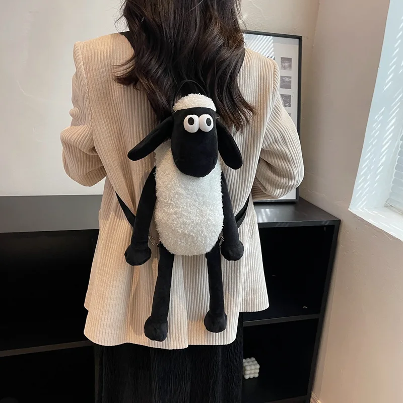 Shaun Kawaii Plush Backpack Cartoon Doll Backpack Children Couples Holiday Birthday Gifts Outdoor Travel Cute Funny Backpack