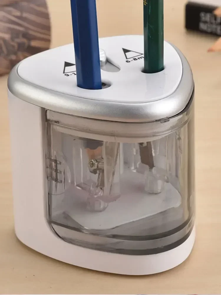 STONEGO Taille-crayon électrique double trou, rasoir et rouleaux automatiques pour papeterie d'écriture des élèves, efficace