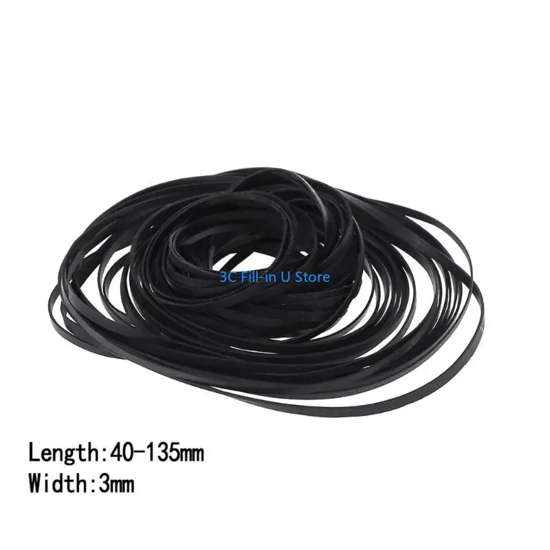 G8ta 100pcs Miscela cinture piatte piatti cinghiali gomma cinghia cassetta 40-135 mm 3 mm