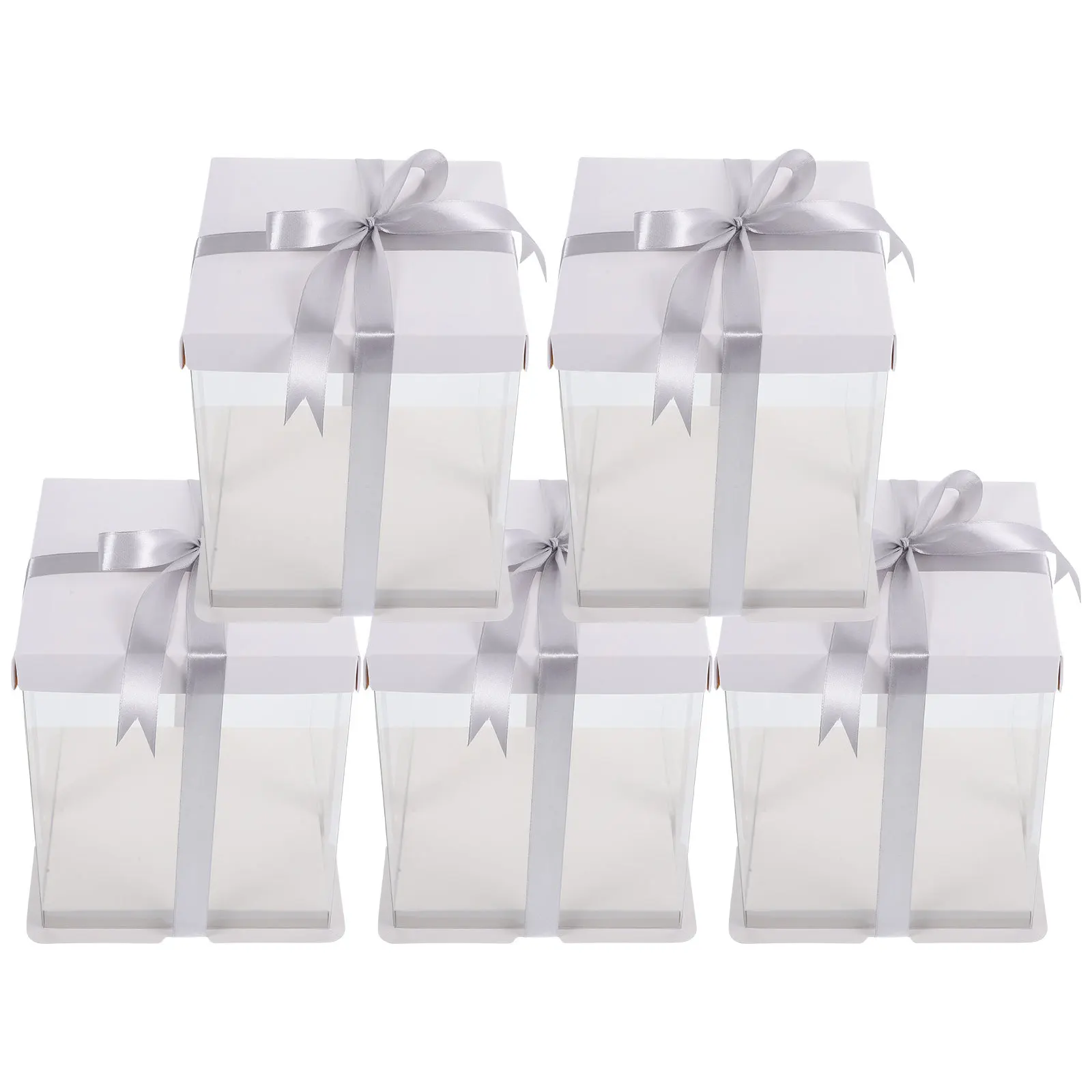 

5Pcs Transparent Cake Boxes Portable Clear Cake Carrier Birthday Party Baking Packing Box Bakery Packing Box Baking Supplies,