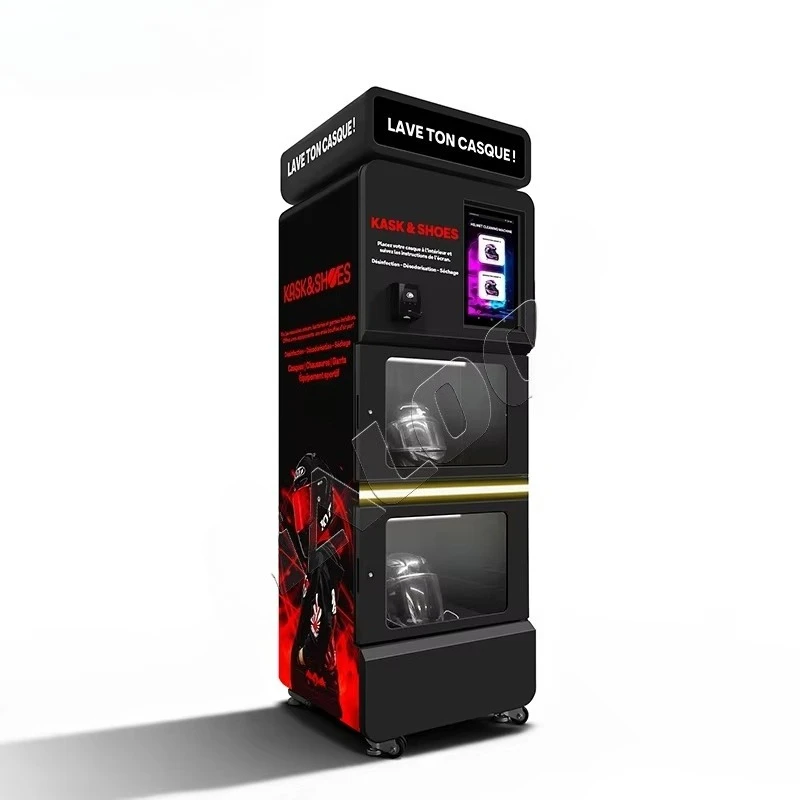 Custom Helmet Cleaning Vending Machine with Token System Touch Screen Metal Body Credit Card & QR Code Payment Options