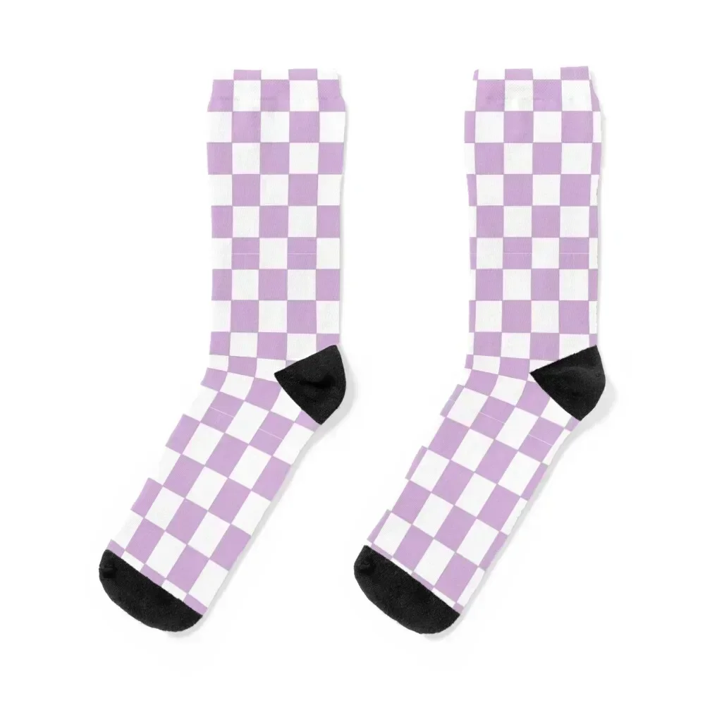 Purple Checkered Pattern Socks halloween Stockings man Climbing Lots Man Socks Women's