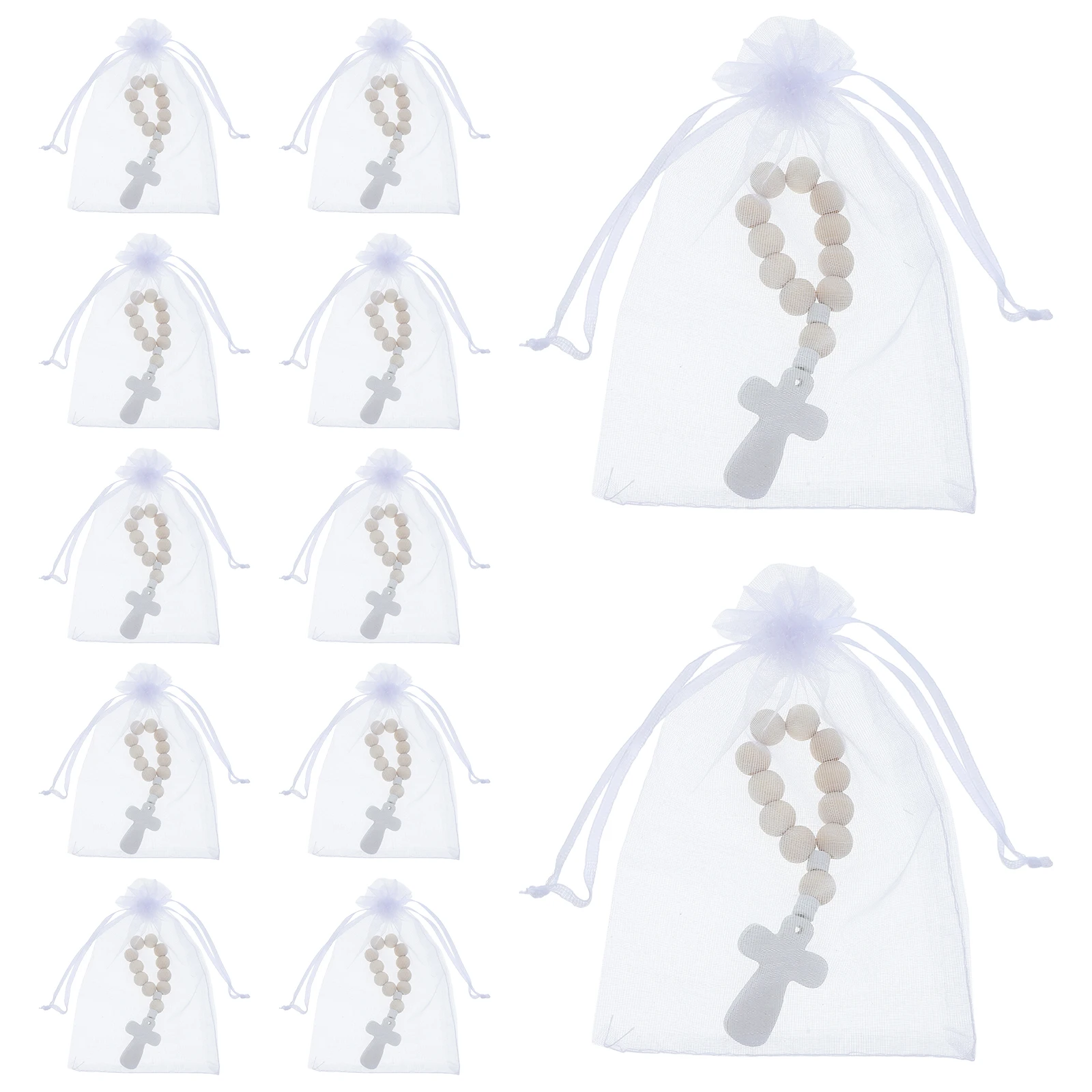 

Blessing Bead Bracelet Wooden Cross Small Rosary Favors First Communion Baby Baptism Party 40 Sets Christian Religious Items
