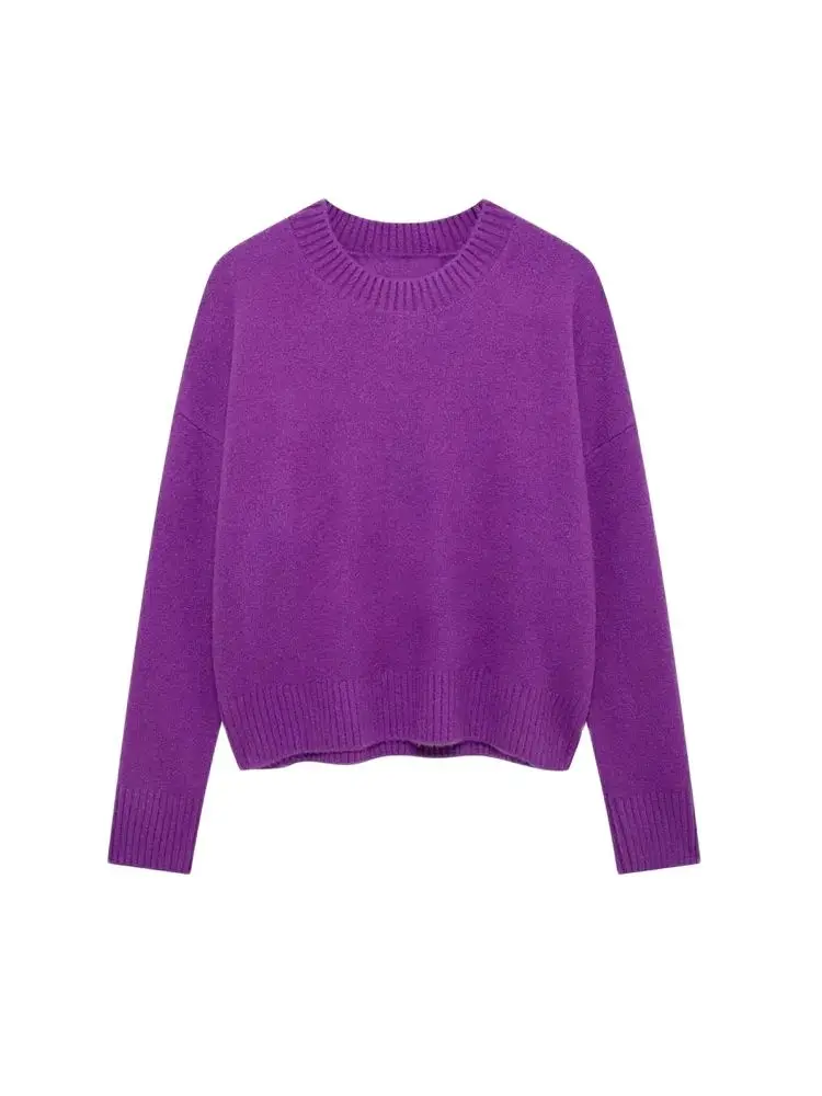 Women\'s Soft Touch Oversized Knit Sweater, O Neck, Long Sleeve, Female Pullovers, Chic Tops, Fashion