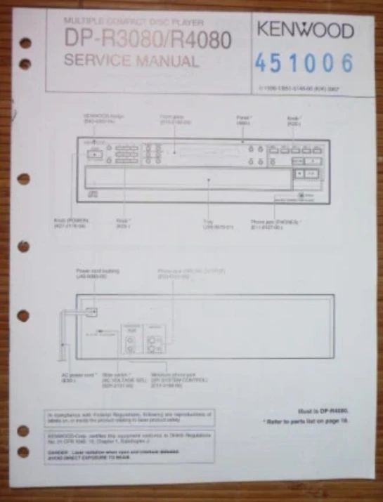 

Replacement For KENWOOD DP-R3080 CD Player Spare Parts Laser Lens Lasereinheit ASSY Unit DPR3080 Optical Pickup Bloc Optique