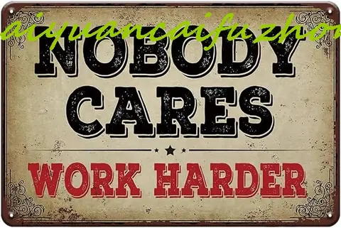 아무도 더 열심히 일하는 기호를 신경 쓰지 않습니다 - 홈 체육관을 위한 체육관 포스터, 홈 체육관, 차고, 맨 케이브, 홈 바 벽 D를 위한 빈티지 금속 주석 기호