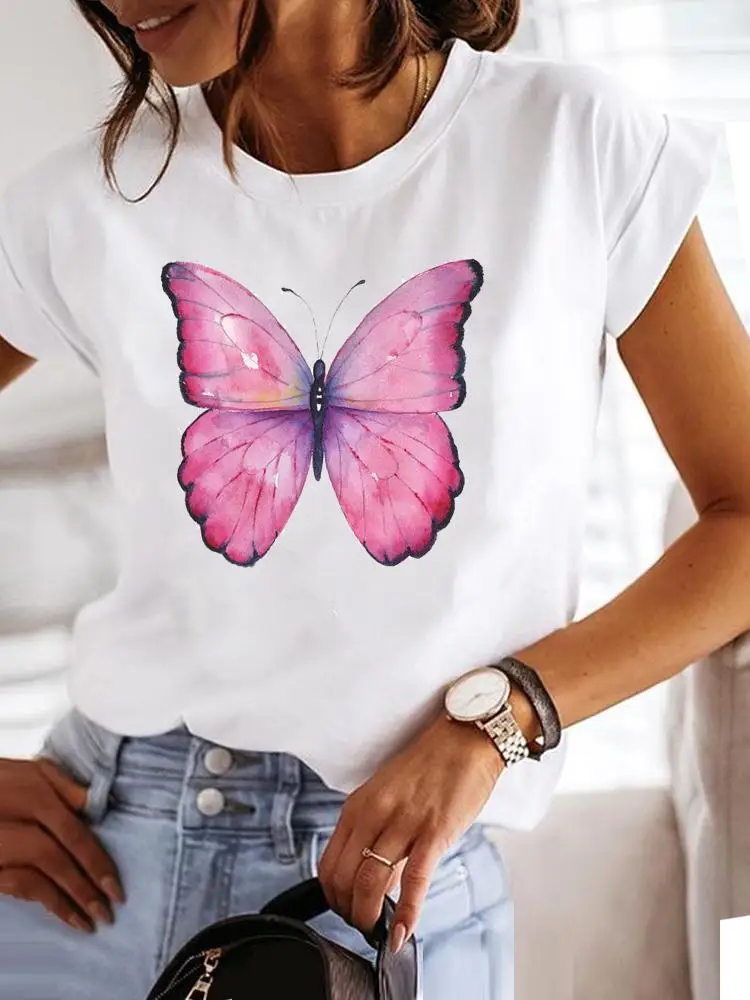 Print T Shirt Short Sleeve Flower Floral Bike Beach Trend Clothing Women Summer Clothes Graphic T-shirt Fashion Tee Female Top