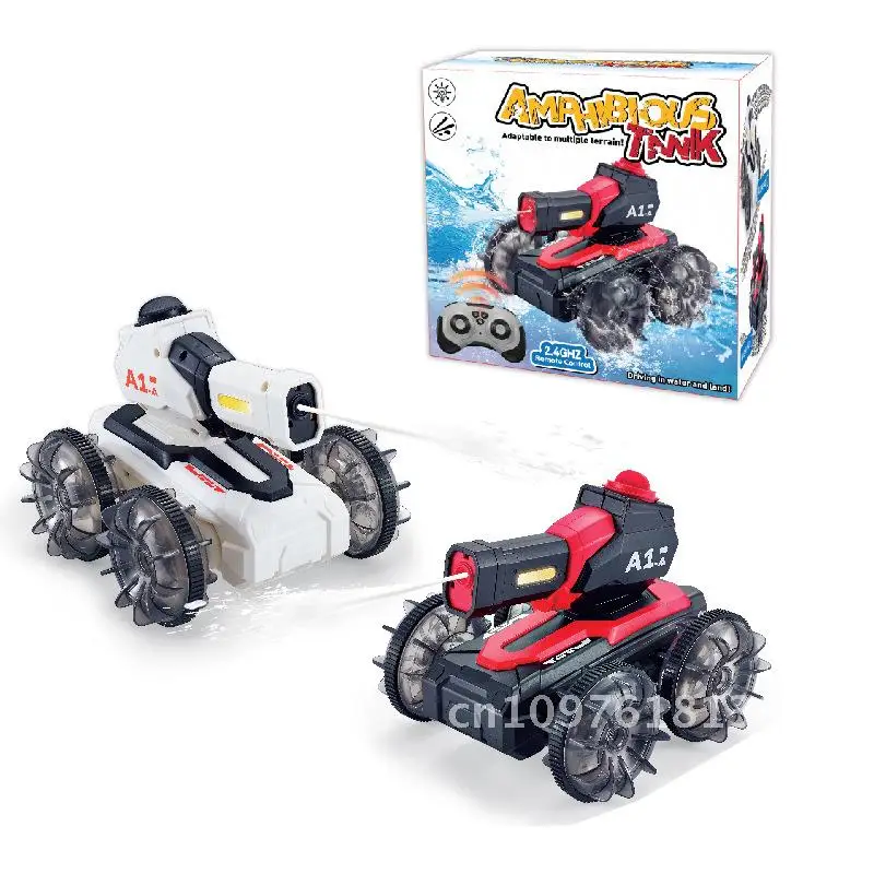 2,4G amphibische tank wasser spray schießen rotierenden fernbedienung geländewagen tank kinder elektrische spielzeug
