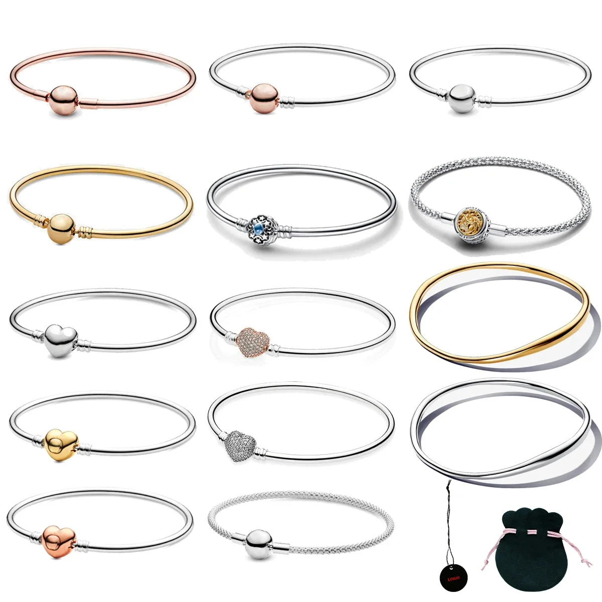 

High Quality Silver Jewelry Fashionable Exquisite Heart Shaped Round Clip Bracelet Multi Color Optional Women Jewelry Gift