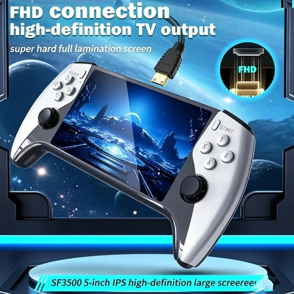 SF3500 5 inch Handheld Game Console for PS1 GBA SNES MAME Retro Emulator FHD Portable Gaming Machine Christmas Gift Q21 500+game