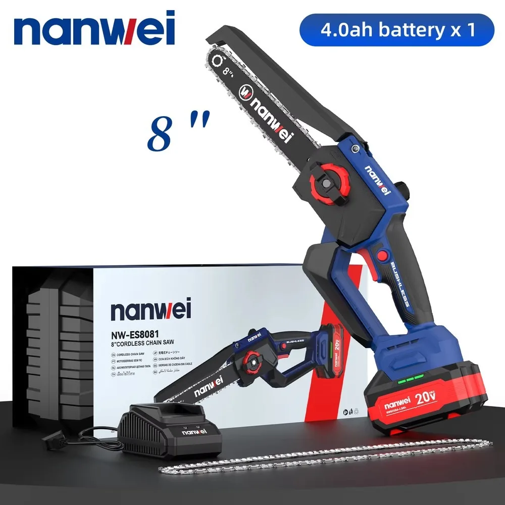 8 Inch Cordless Electric Chainsaw Portable Wood Cutting Saw with Lithium Battery Industrial Grade Woodworking Tool for