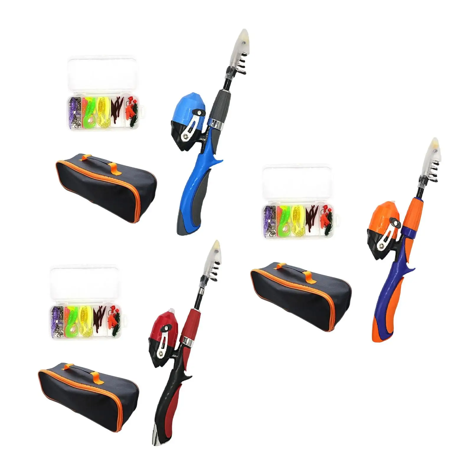 Portable Fishing Rod and Reel Combo Kit Children Telescopic Rod Tackle Box Storage Bag Kids Fishing Pole Set for Family Travel